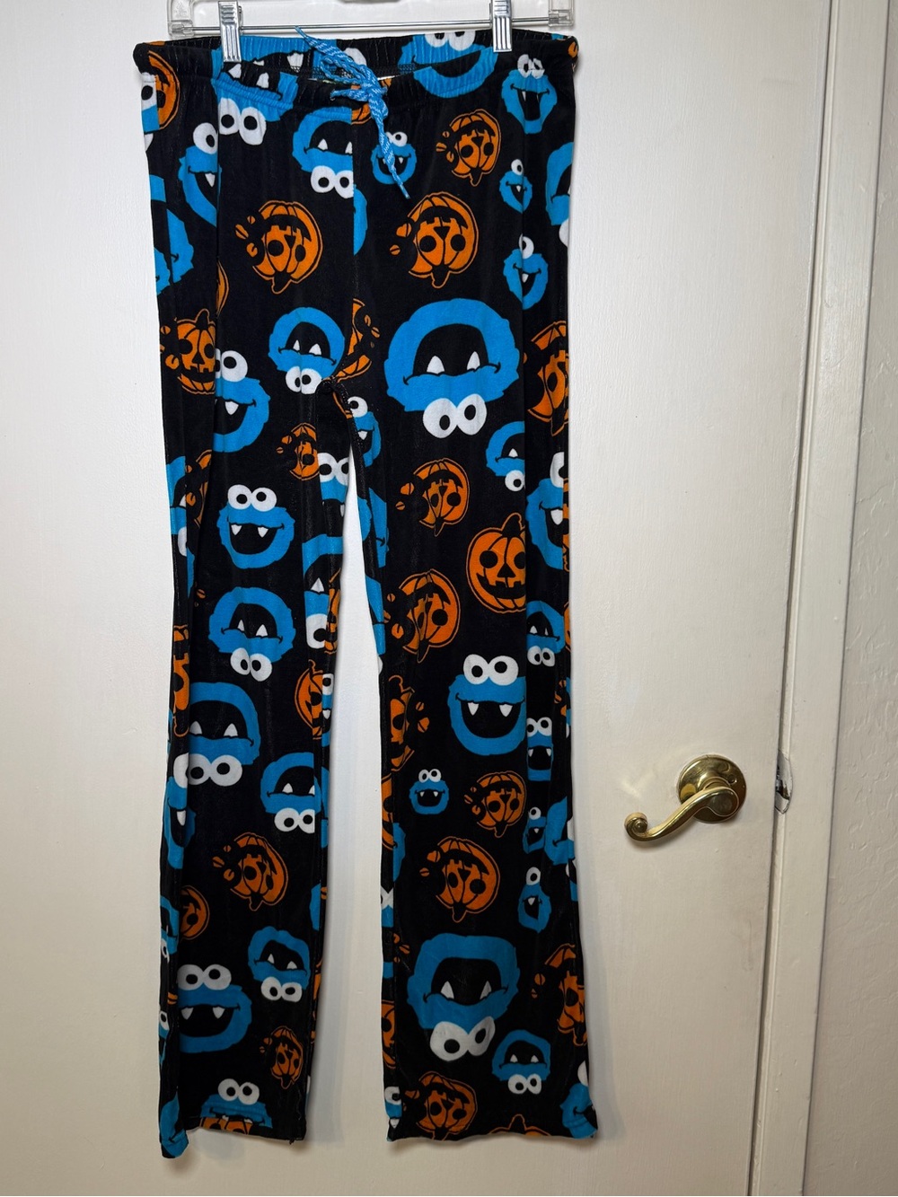 Sesame Street Black Cookie Monster & Pumpkin Print Lounge Pajama Pants XL Soft